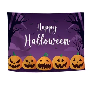 Halloween Wandbehang Tapisserie gruselige Kürbis Hintergrund für Schlafzimmer Wohnzimmer Party