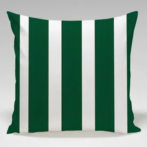 Green and white vertical striped throw pillow cover for sofa bedroom couch decor
