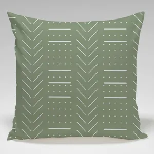 Modern minimalist geometric pattern throw pillowcase, sage green square cushion cover for sofa bed