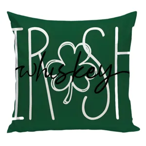 Green Irish Whiskey cushion cover St Patricks Day decorative pillow case for sofa bed 45x45