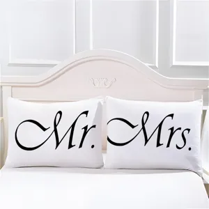 Housse de coussin de mariage couple blanche rectangulaire pour anniversaire et deco maison