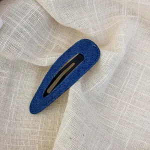 Denim klik haarklem voor vrouwen, vintage blauwe haarspeld, schattige dagelijkse haarstyling accessoire.