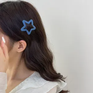 Blauwe denim ster haarspeld schattige zijklem zoete ponyclip voor dagelijkse haaraccessoires