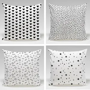 Black and White Geometric Pillowcase Modern Minimalist Polyester Square Cushion Cover for Sofa Car Home Decor