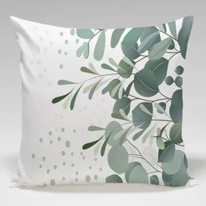 Funda de cojín hojas acuarela verde terciopelo piel de melocotón decoración para el hogar