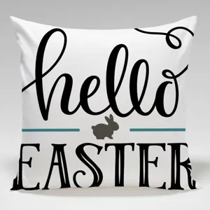 Fodera per cuscino pasquale con stampa hello easter, decorazione per divano e letto.