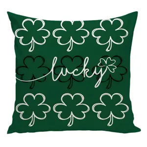 St. Patrick's Day Green Shamrock Pillowcase Square Cushion Cover Home Sofa Decor