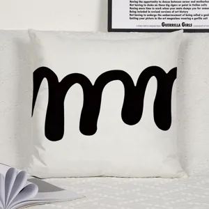 Nordic abstract geometric throw pillow cover, black and white velvet cushion case for sofa bed.