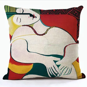 Détail de housse de coussin d'art abstrait, style Picasso housse de coussin décorative pour lit de canapé