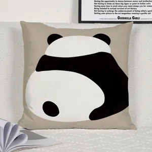 Nordic abstract geometric panda pattern throw pillow cover, soft Dutch velvet sofa cushion case.