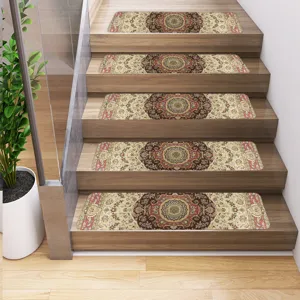 Alfombra geométrica persa vintage para peldaños de escalera de madera interior decor