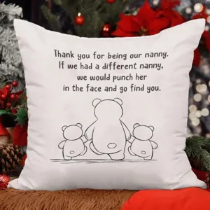 Nanny bedankt kussenhoes, grappige decoratieve kussenhoes voor bank, auto, slaapkamer, cadeau.