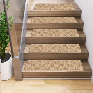 Stair treads non slip carpet mats bohemian vintage geometric pattern for indoor steps wood stairs