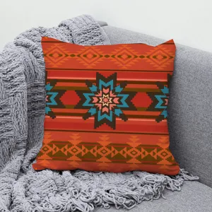 Hübscher ethnischer geometrischer Kissenbezug, rote dekorative Kissenhülle für Sofa