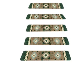 Retro bohemian stair treads mats non-slip absorbent carpet for indoor outdoor steps set