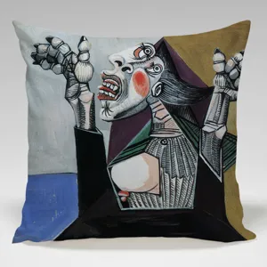 Housse de coussin design art abstrait avec célèbre tableau, coussin décoratif pour canapé.