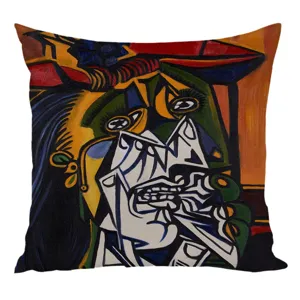 Housse de coussin design abstrait femme pleurante Picasso pour canape decoration salon
