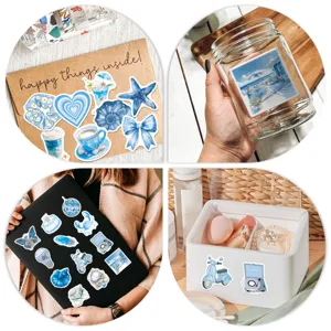 50pcs blue coastal aesthetic stickers waterproof vinyl graffiti decals for water bottle laptop