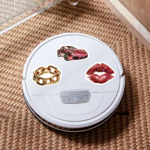 Red gold glitter stickers set featuring luxury car and lip designs for water bottle decor.
