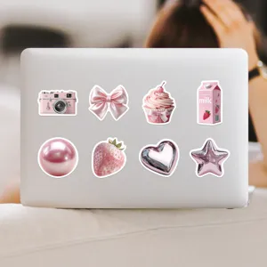 Simpatici adesivi impermeabili estetici rosa per laptop, telefono e decorazioni fai da te.