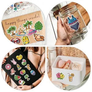 Waterproof summer aesthetic doodle stickers for laptop, water bottle, and DIY decoration.