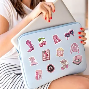 Pink cowgirl graffiti stickers, cute girly aesthetic cartoon DIY decorative stickers for laptop.