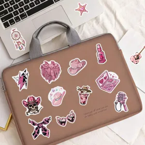 50pcs pink cowgirl aesthetic stickers cute vinyl waterproof decals for laptop water bottle