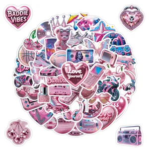 50pz Y2K Adesivi Graffiti Principessa Rosa Impermeabili in Vinile per Borraccia Tazza