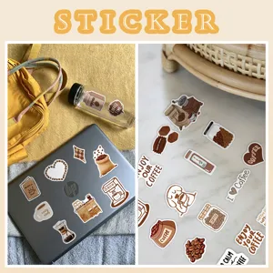 50pcs coffee aesthetic stickers waterproof vinyl decal for water bottle laptop cup decor