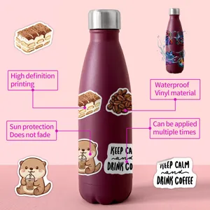 Cute coffee aesthetic waterproof vinyl stickers for water bottles laptops crafts decor 50pcs