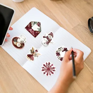 Burgundy Christmas waterproof stickers decorative decal set for journal and crafts