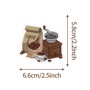 Coffee aesthetic waterproof sticker for water bottle laptop, cute cute sticker decoration.