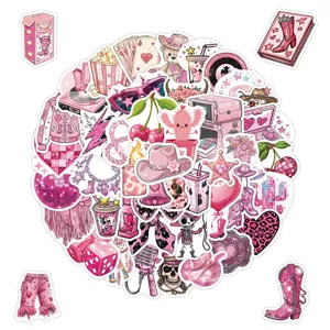 Pink Cowgirl Graffiti Stickers Aesthetic Waterproof Vinyl Decals For Laptop Water Bottle Scrapbook DIY Craft