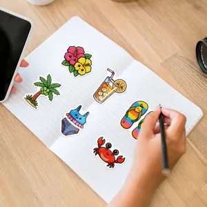 Cute summer cartoon graffiti waterproof stickers detail scene for notebook decoration use.
