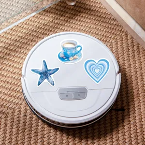 Waterproof blue coastal graffiti stickers for water bottles and luggage decoration, creative beach decals.
