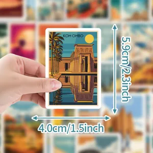 Waterproof decorative sticker featuring Egyptian temple design, ideal for luggage and water bottles.
