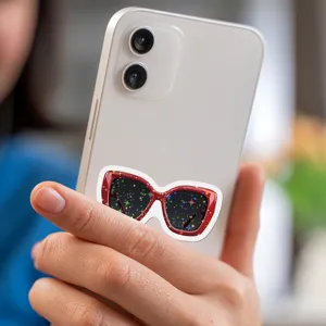 Decorative phone sticker with red frame star lens design waterproof vinyl decal for mobile.