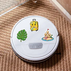 Summer waterproof decorative stickers set featuring cute cartoon designs for cups and laptops.