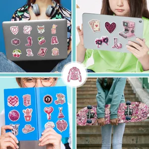 50pcs Pink Cowgirl Graffiti Stickers Cute Aesthetic Vinyl Decals for Laptop Skateboard