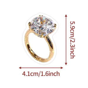 Waterproof golden diamond ring decorative sticker for phone and cup, size 5.9x4.1cm.