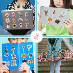 Waterproof decorative stickers cute cat and dog floral graffiti stickers for phone laptop cup