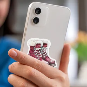 Christmas waterproof decorative sticker featuring winter snow boots design for journaling.