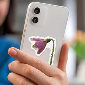 Waterproof purple flower sticker for mobile phone case decoration, vinyl DIY decal