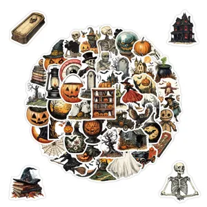 Adesivi Graffiti Impermeabili Retro Halloween Spettrali Zucca Teschio Fantasma Decalcomanie Per Bottiglia D'Acqua Laptop