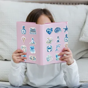 Waterproof blue coastal decorative stickers, aesthetic ocean sticker pack for water bottle laptop.