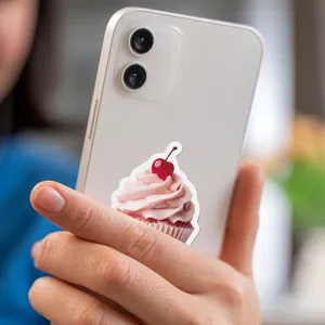 Adesivo cupcake carino rosa estetico adesivo in vinile impermeabile decorazione telefono