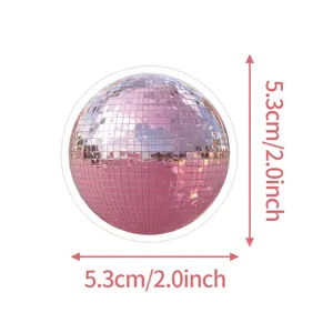 Bellissimo adesivo estetico con palla da discoteca rosa impermeabile per telefono e laptop 5.3cm
