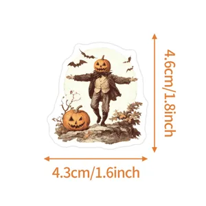 Adesivo zucca Halloween vintage impermeabile spaventapasseri spettrale per borraccia laptop