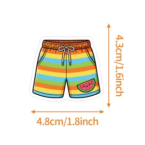 Summer casual striped shorts cute watermelon waterproof sticker for laptop cup decoration