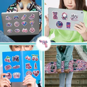 50pz Y2K rosa principessa estetica graffiti adesivi impermeabili per laptop skateboard